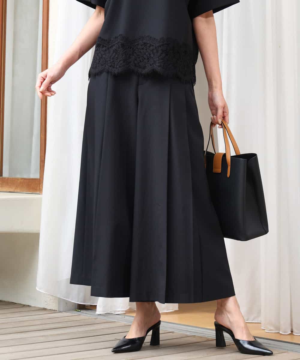 FOLGD51170 MK MICHEL KLEIN(MK ミッシェルクラン) [UVカット/洗える]ストレッチ タックガウチョパンツ アイボリー
