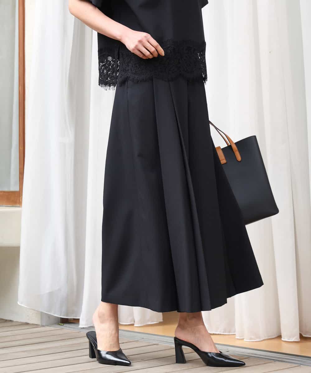 FOLGD51170 MK MICHEL KLEIN(MK ミッシェルクラン) [UVカット/洗える]ストレッチ タックガウチョパンツ アイボリー