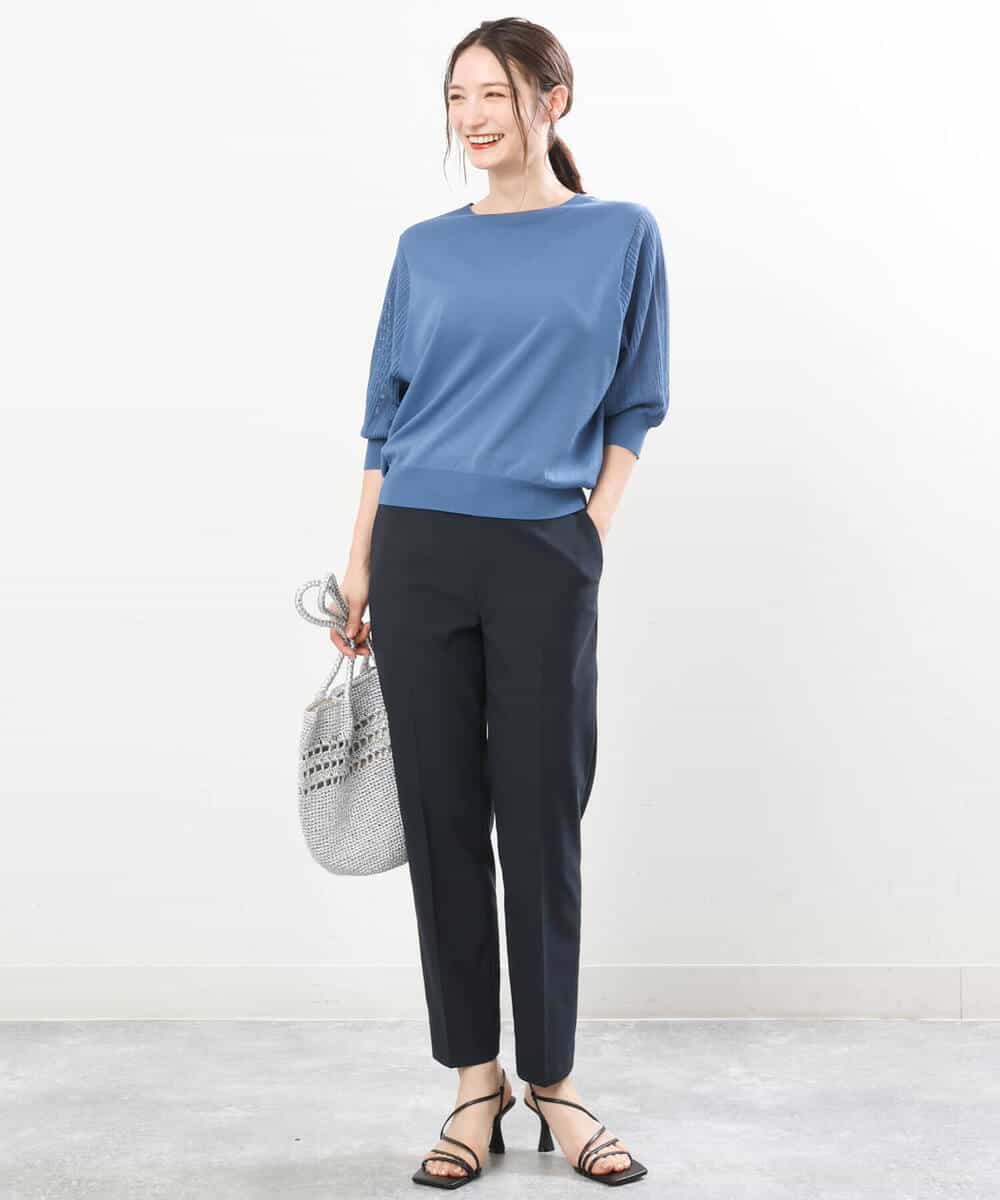 FOLGS14130 MK MICHEL KLEIN(MK ミッシェルクラン) リネンライクテーパードパンツ/洗える グレージュ