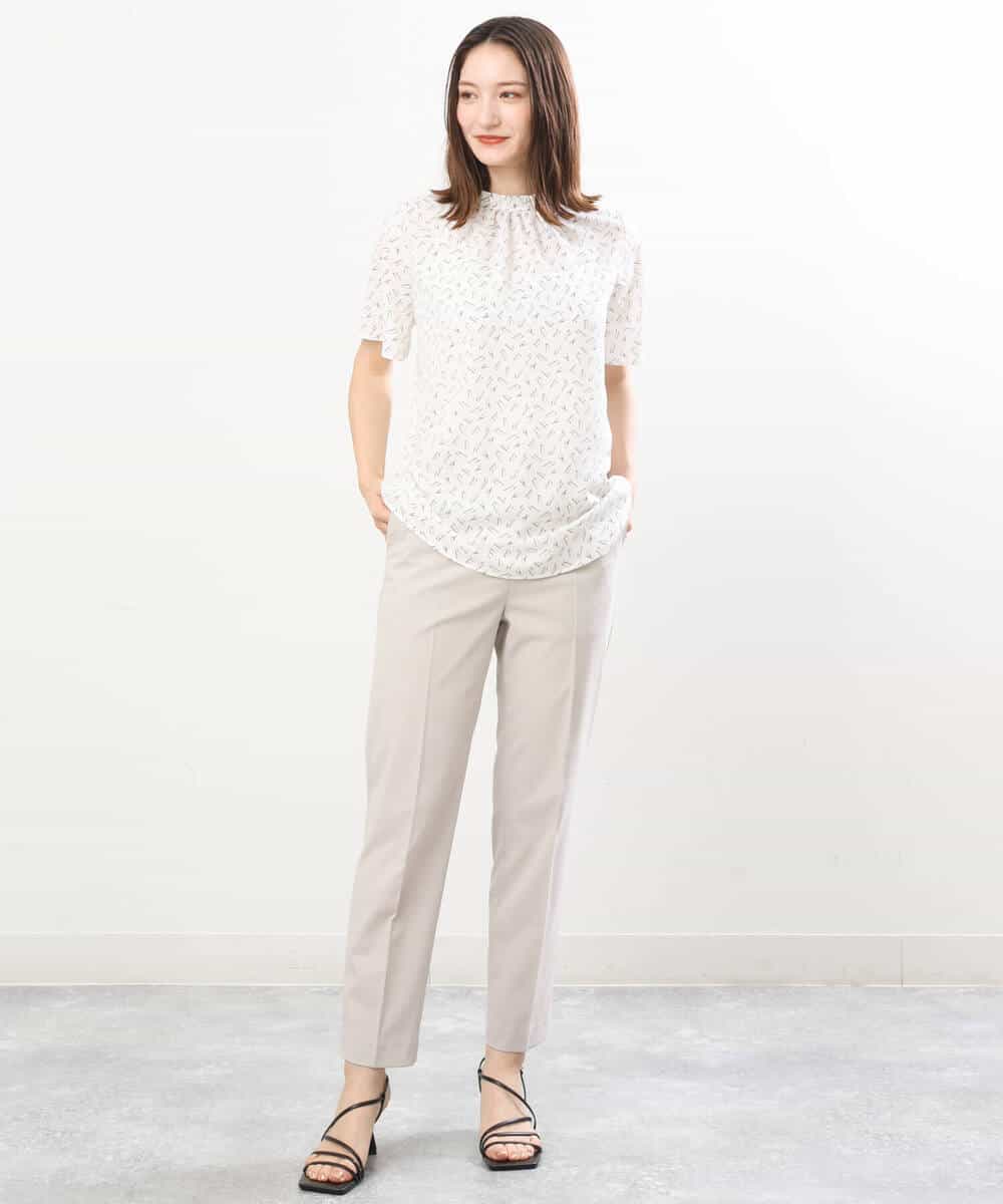 FOLGS14130 MK MICHEL KLEIN(MK ミッシェルクラン) リネンライクテーパードパンツ/洗える グレージュ