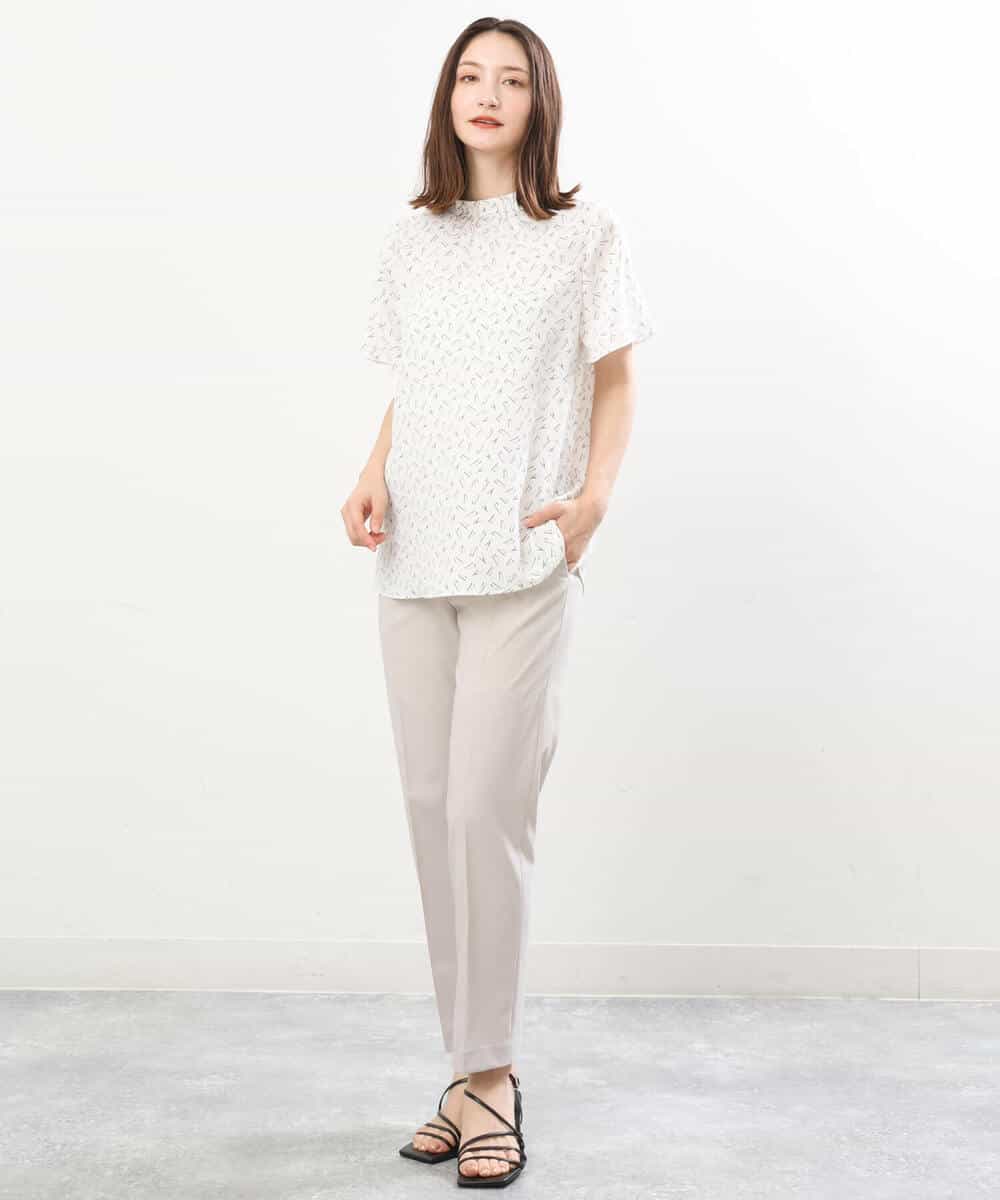 FOLGS14130 MK MICHEL KLEIN(MK ミッシェルクラン) リネンライクテーパードパンツ/洗える グレージュ
