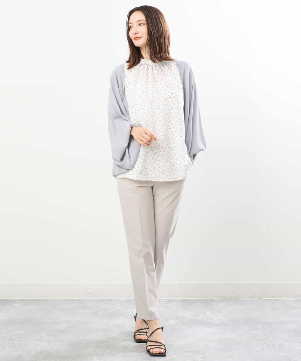 FOLGS14130 MK MICHEL KLEIN(MK ミッシェルクラン) リネンライクテーパードパンツ/洗える グレージュ
