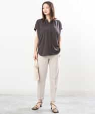 FOLGS14130 MK MICHEL KLEIN(MK ミッシェルクラン) リネンライクテーパードパンツ/洗える グレージュ