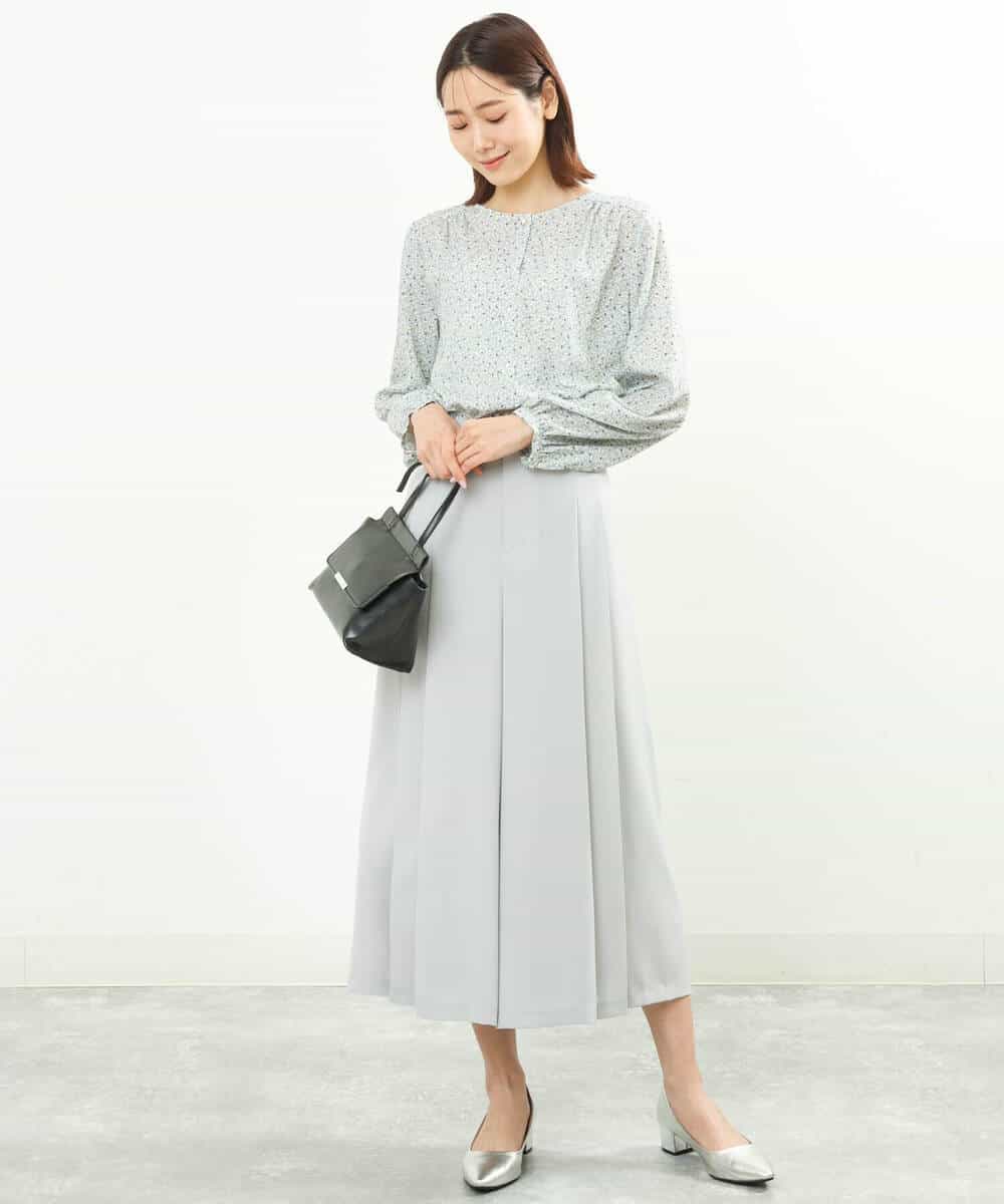 FOLGS38160 MK MICHEL KLEIN(MK ミッシェルクラン) フロントプリーツデザインガウチョパンツ/洗える ライトグレー