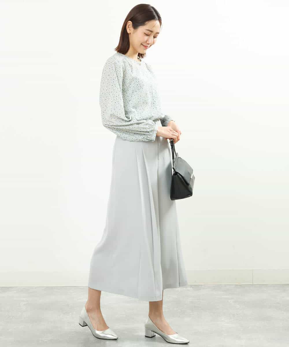 FOLGS38160 MK MICHEL KLEIN(MK ミッシェルクラン) フロントプリーツデザインガウチョパンツ/洗える ライトグレー