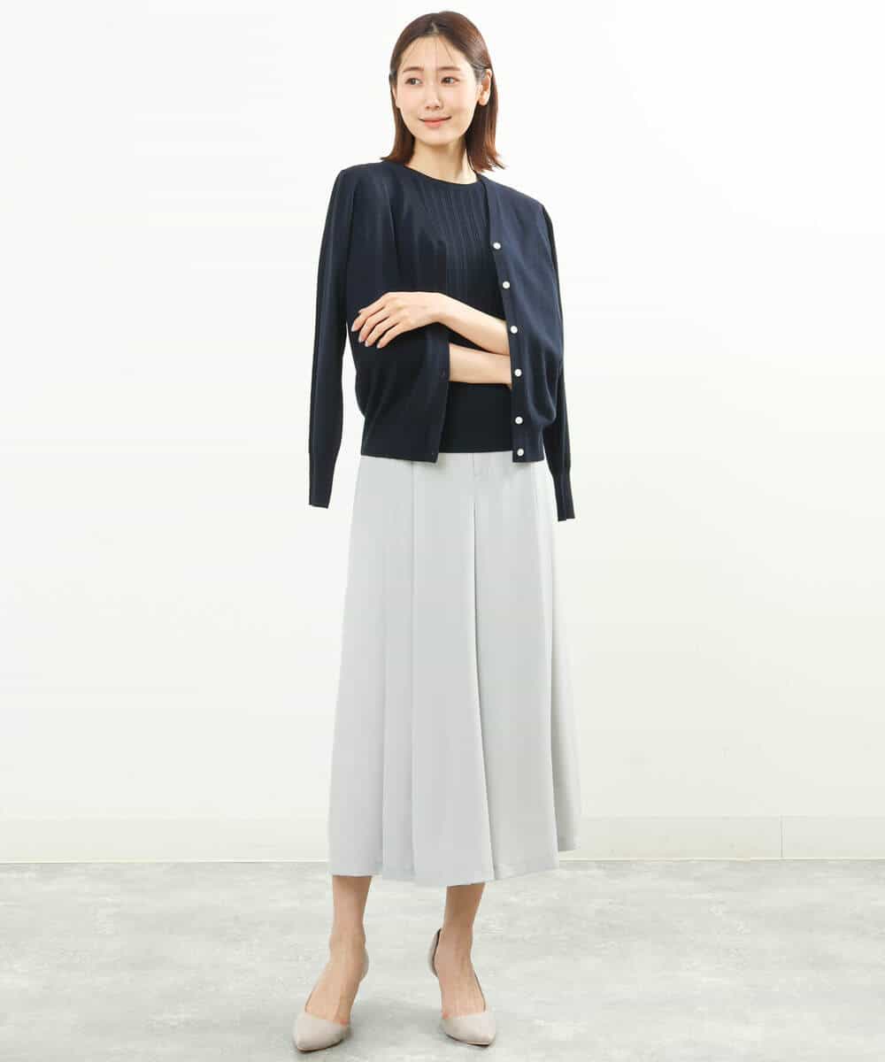 FOLGS38160 MK MICHEL KLEIN(MK ミッシェルクラン) フロントプリーツデザインガウチョパンツ/洗える ライトグレー