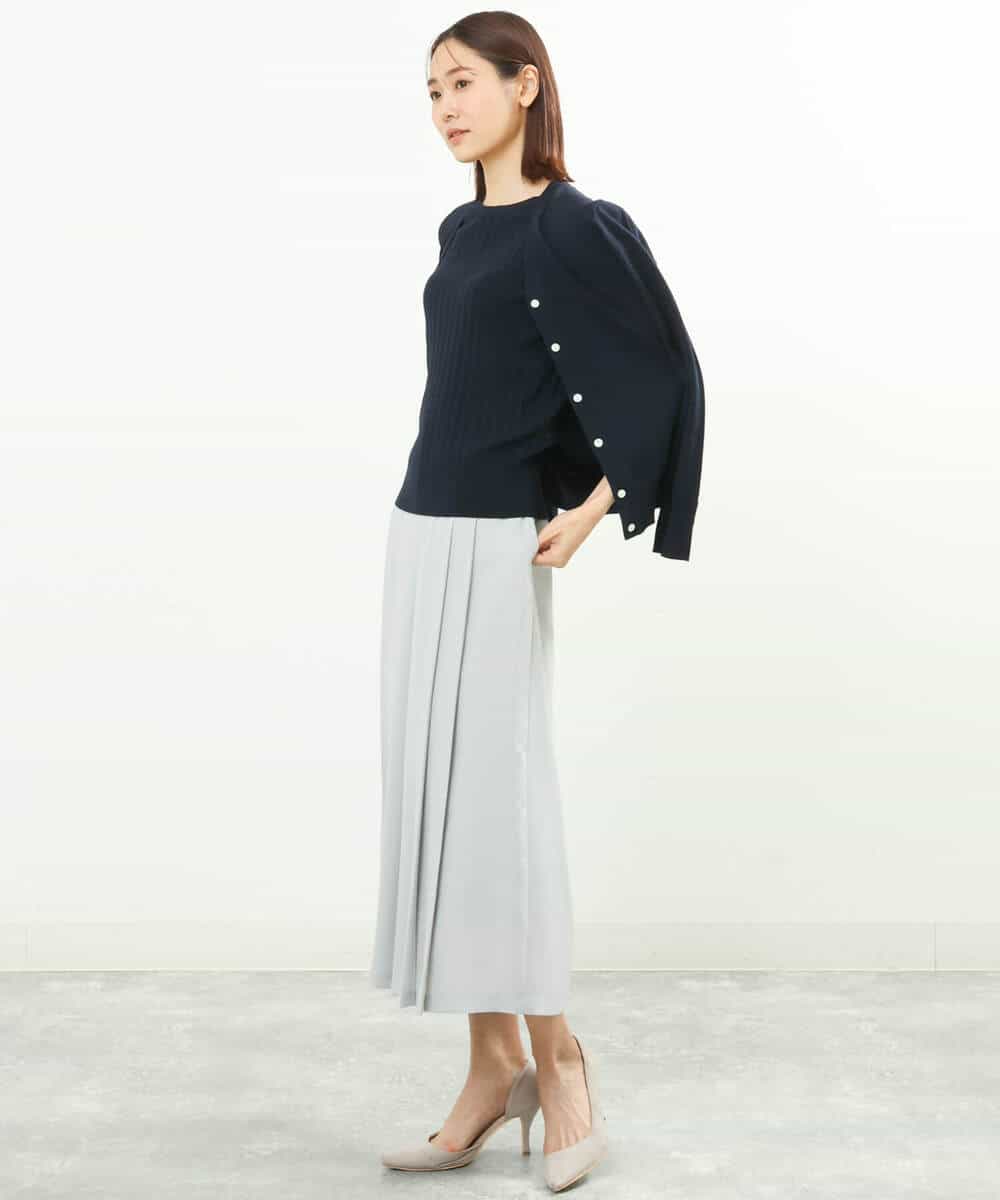FOLGS38160 MK MICHEL KLEIN(MK ミッシェルクラン) フロントプリーツデザインガウチョパンツ/洗える ライトグレー