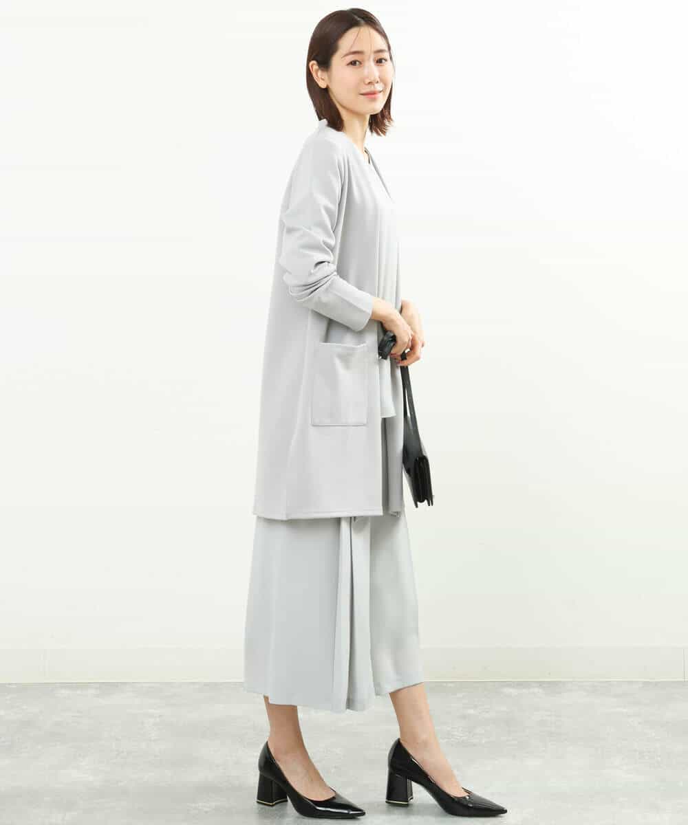 FOLGS38160 MK MICHEL KLEIN(MK ミッシェルクラン) フロントプリーツデザインガウチョパンツ/洗える ライトグレー