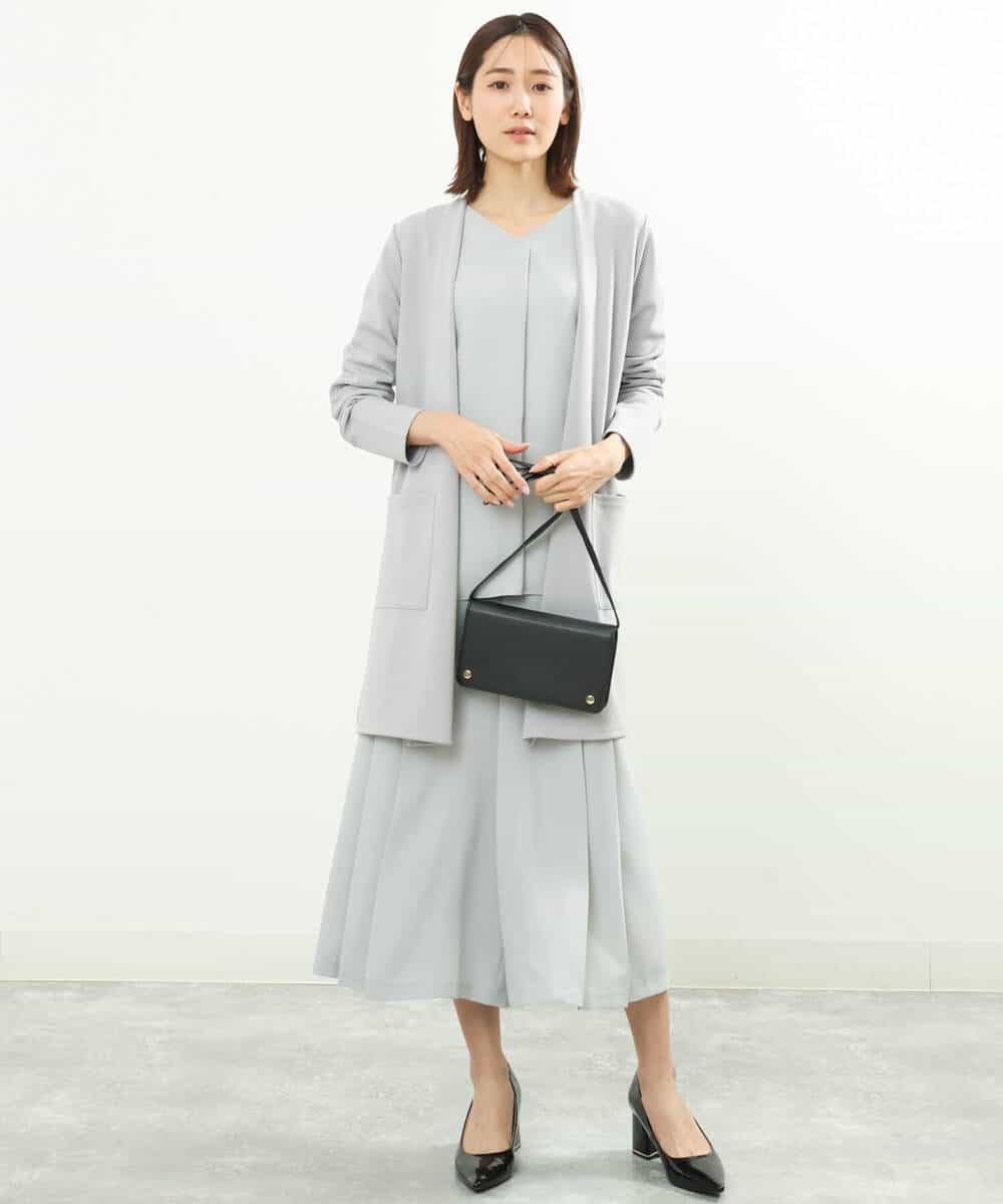 FOLGS38160 MK MICHEL KLEIN(MK ミッシェルクラン) フロントプリーツデザインガウチョパンツ/洗える ライトグレー