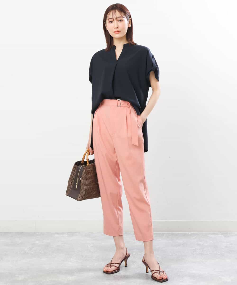 FOLGS53140 MK MICHEL KLEIN(MK ミッシェルクラン) ベルト付きテーパードパンツ/洗える ベージュ