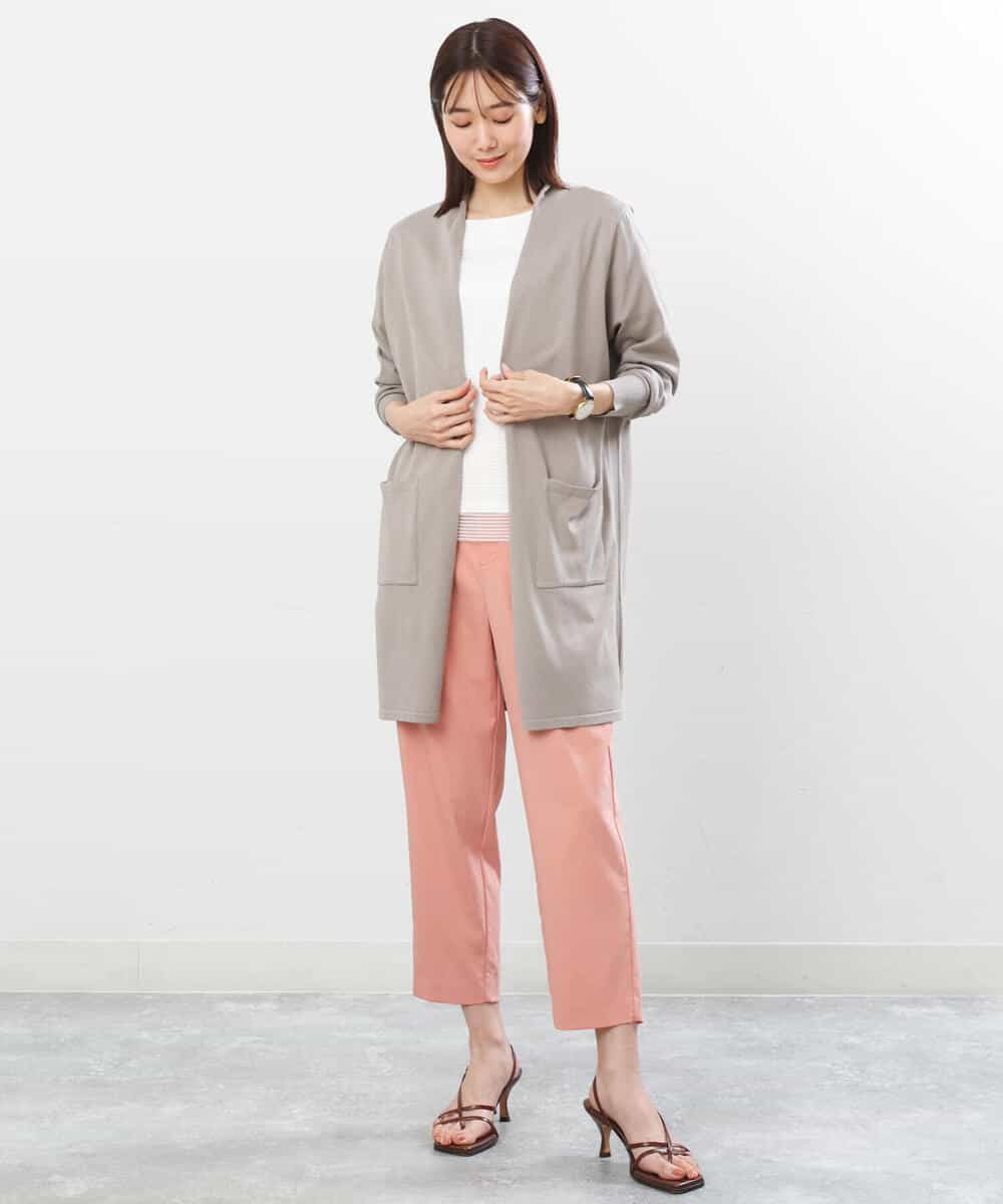 FOLGS53140 MK MICHEL KLEIN(MK ミッシェルクラン) ベルト付きテーパードパンツ/洗える ベージュ