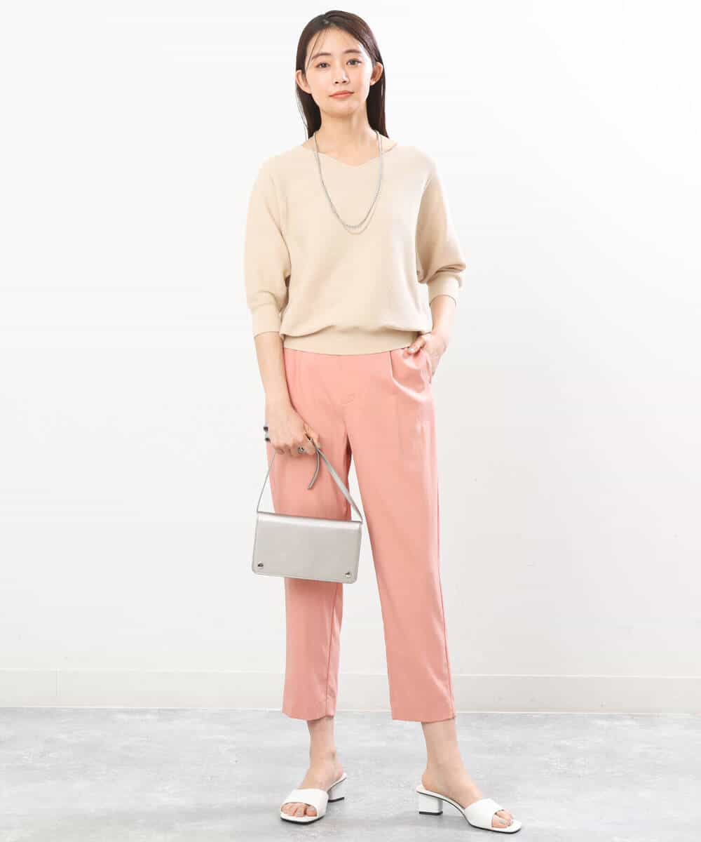 FOLGS53140 MK MICHEL KLEIN(MK ミッシェルクラン) ベルト付きテーパードパンツ/洗える ベージュ