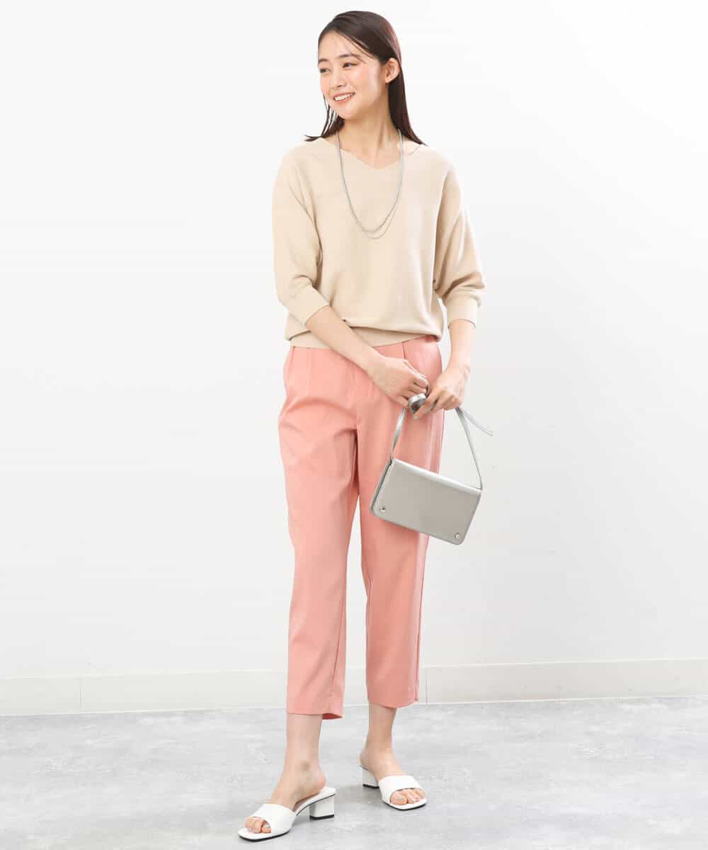FOLGS53140 MK MICHEL KLEIN(MK ミッシェルクラン) ベルト付きテーパードパンツ/洗える ベージュ