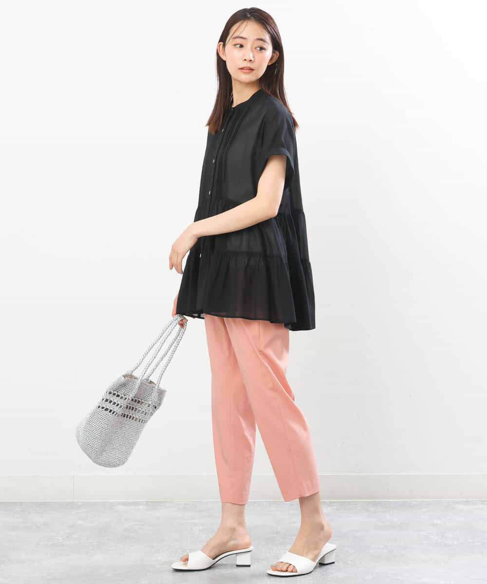FOLGS53140 MK MICHEL KLEIN(MK ミッシェルクラン) ベルト付きテーパードパンツ/洗える ベージュ