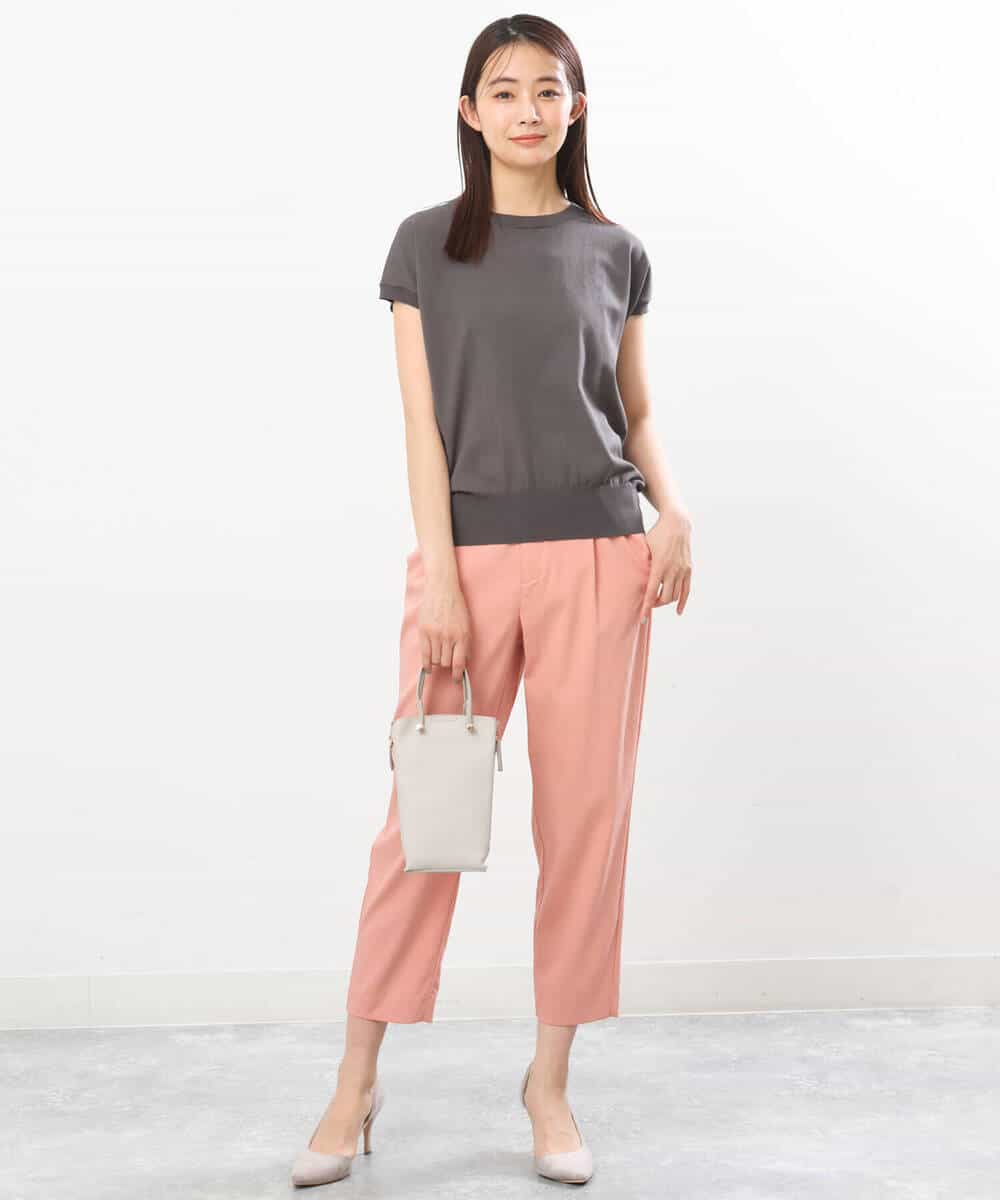 FOLGS53140 MK MICHEL KLEIN(MK ミッシェルクラン) ベルト付きテーパードパンツ/洗える ベージュ