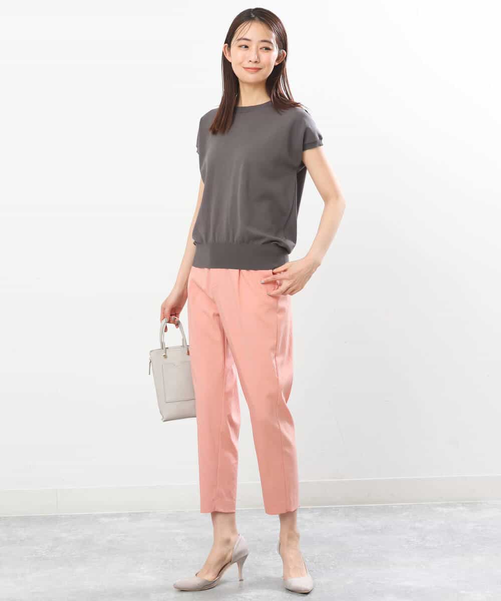 FOLGS53140 MK MICHEL KLEIN(MK ミッシェルクラン) ベルト付きテーパードパンツ/洗える ベージュ