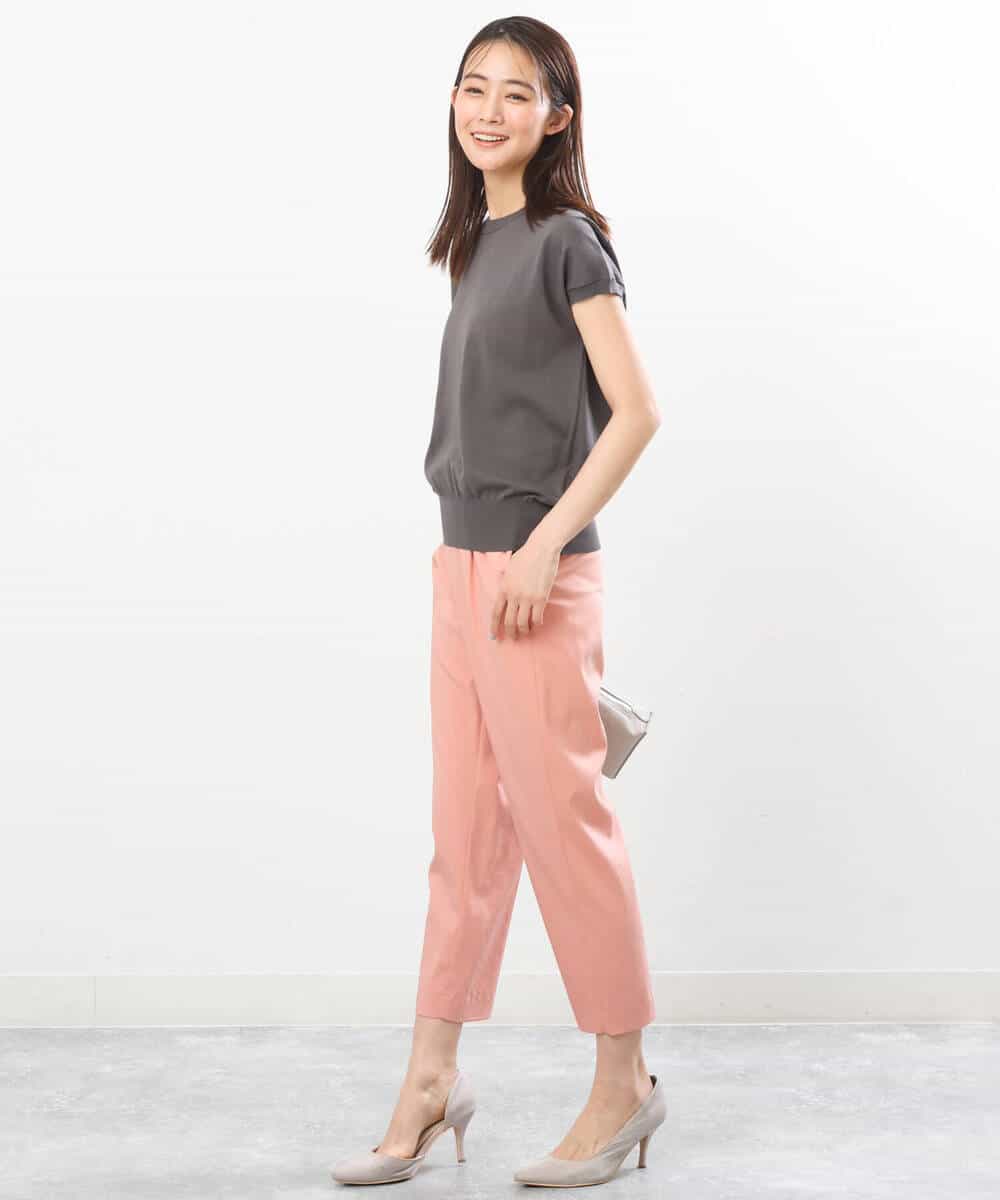 FOLGS53140 MK MICHEL KLEIN(MK ミッシェルクラン) ベルト付きテーパードパンツ/洗える ベージュ