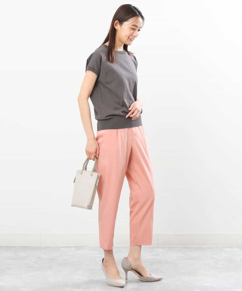 FOLGS53140 MK MICHEL KLEIN(MK ミッシェルクラン) ベルト付きテーパードパンツ/洗える ベージュ