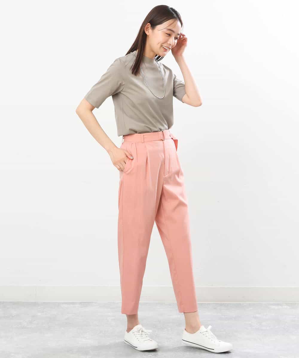 FOLGS53140 MK MICHEL KLEIN(MK ミッシェルクラン) ベルト付きテーパードパンツ/洗える ベージュ