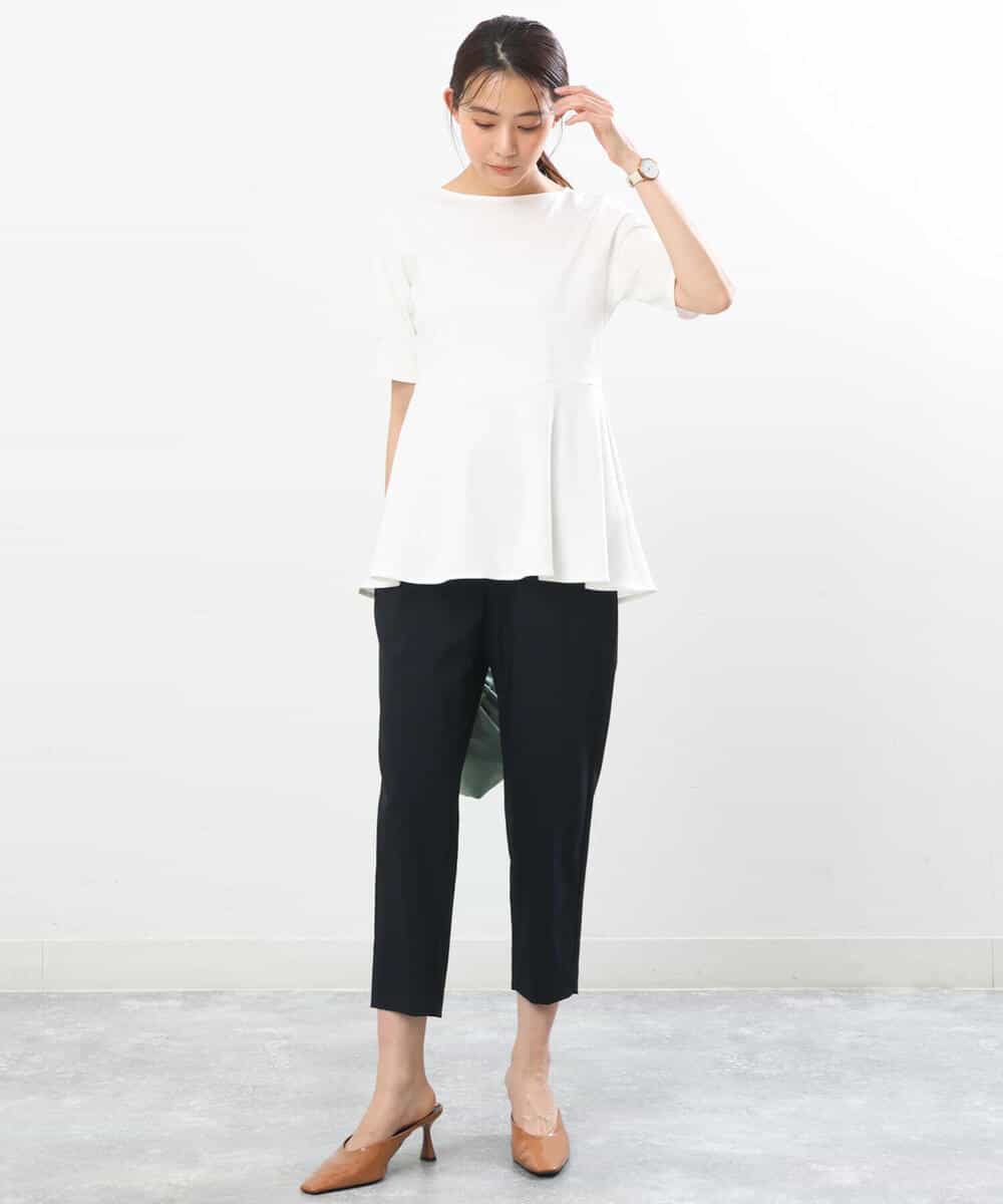 FOLGS53140 MK MICHEL KLEIN(MK ミッシェルクラン) ベルト付きテーパードパンツ/洗える ベージュ
