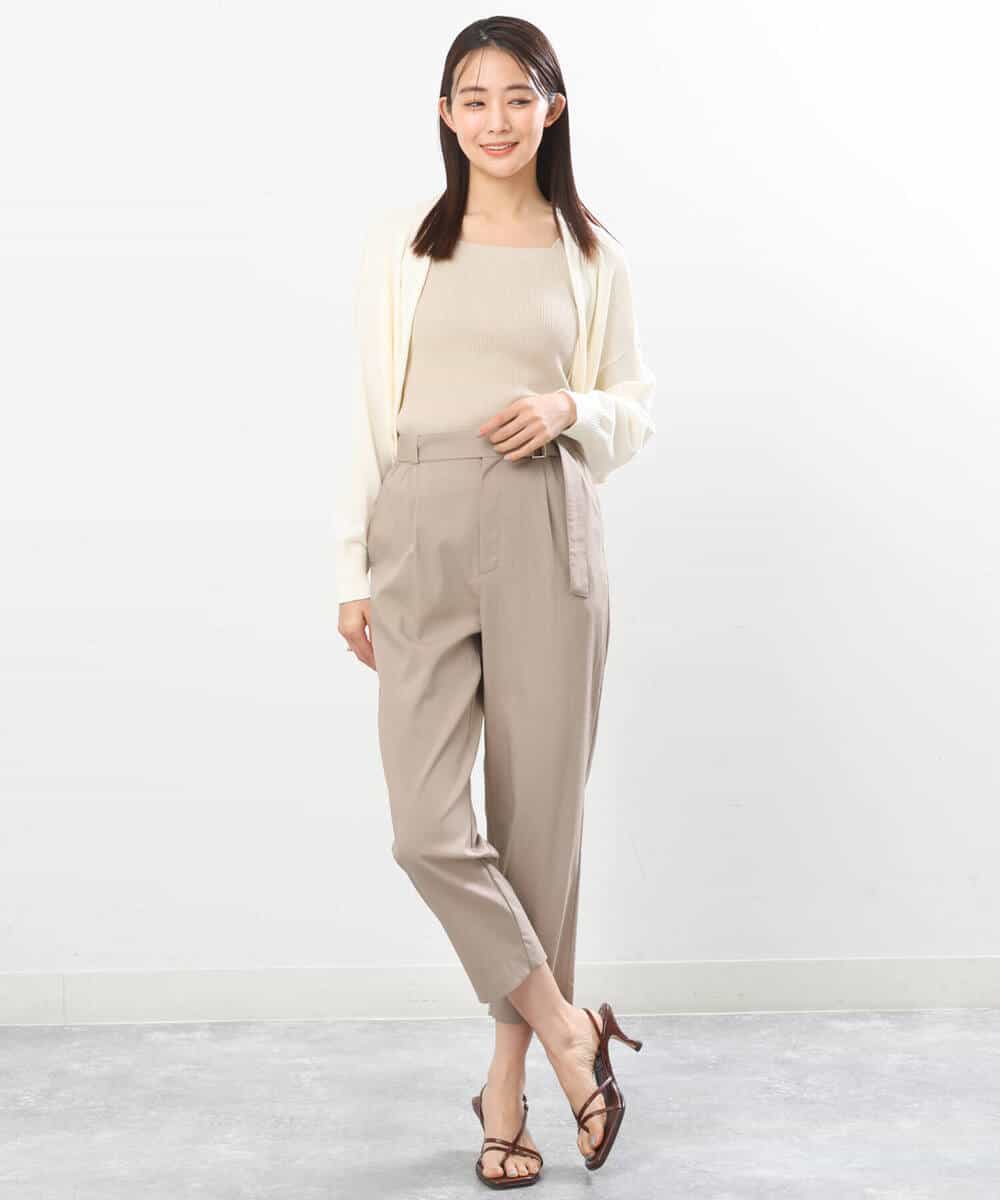 FOLGS53140 MK MICHEL KLEIN(MK ミッシェルクラン) ベルト付きテーパードパンツ/洗える ベージュ