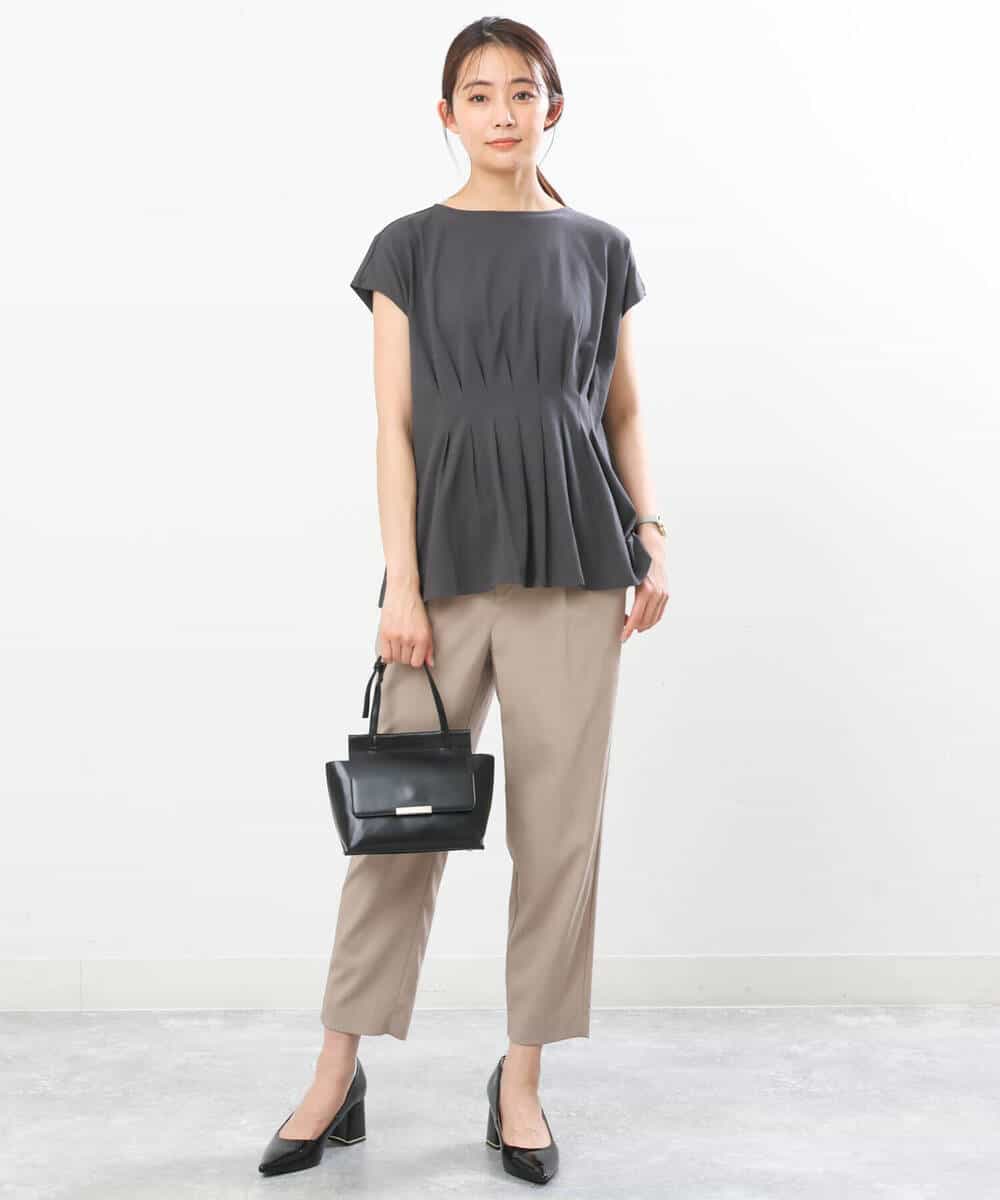 FOLGS53140 MK MICHEL KLEIN(MK ミッシェルクラン) ベルト付きテーパードパンツ/洗える ベージュ