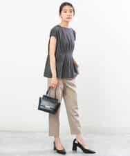FOLGS53140 MK MICHEL KLEIN(MK ミッシェルクラン) ベルト付きテーパードパンツ/洗える ベージュ