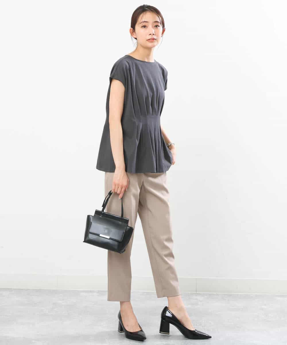 FOLGS53140 MK MICHEL KLEIN(MK ミッシェルクラン) ベルト付きテーパードパンツ/洗える ベージュ
