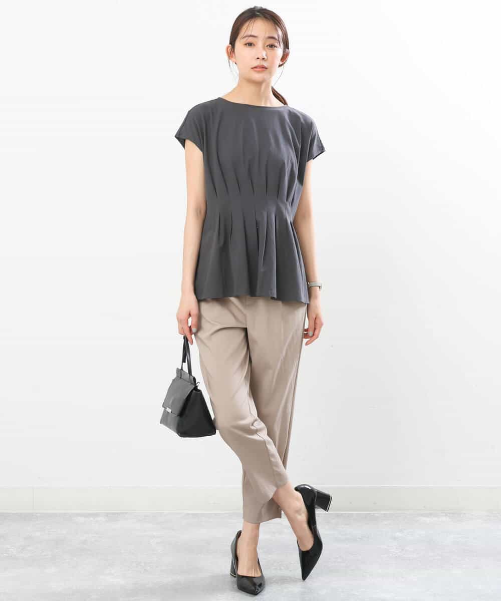 FOLGS53140 MK MICHEL KLEIN(MK ミッシェルクラン) ベルト付きテーパードパンツ/洗える ベージュ