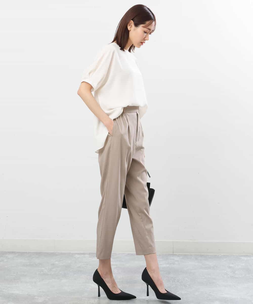 FOLGS53140 MK MICHEL KLEIN(MK ミッシェルクラン) ベルト付きテーパードパンツ/洗える ベージュ