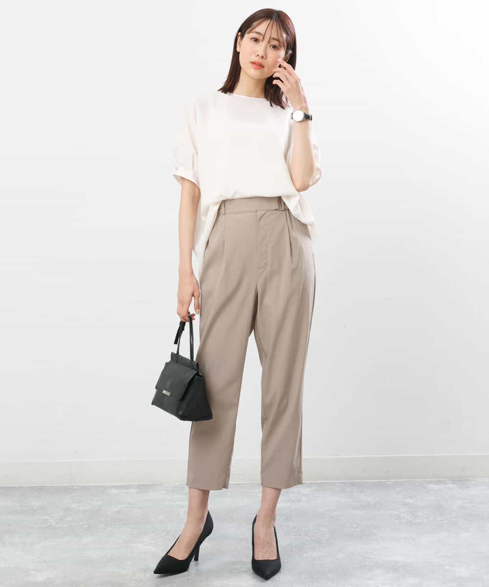 FOLGS53140 MK MICHEL KLEIN(MK ミッシェルクラン) ベルト付きテーパードパンツ/洗える ベージュ