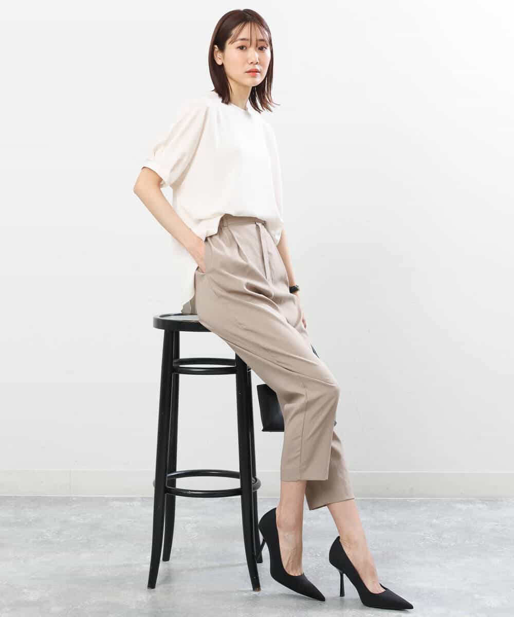 FOLGS53140 MK MICHEL KLEIN(MK ミッシェルクラン) ベルト付きテーパードパンツ/洗える ベージュ