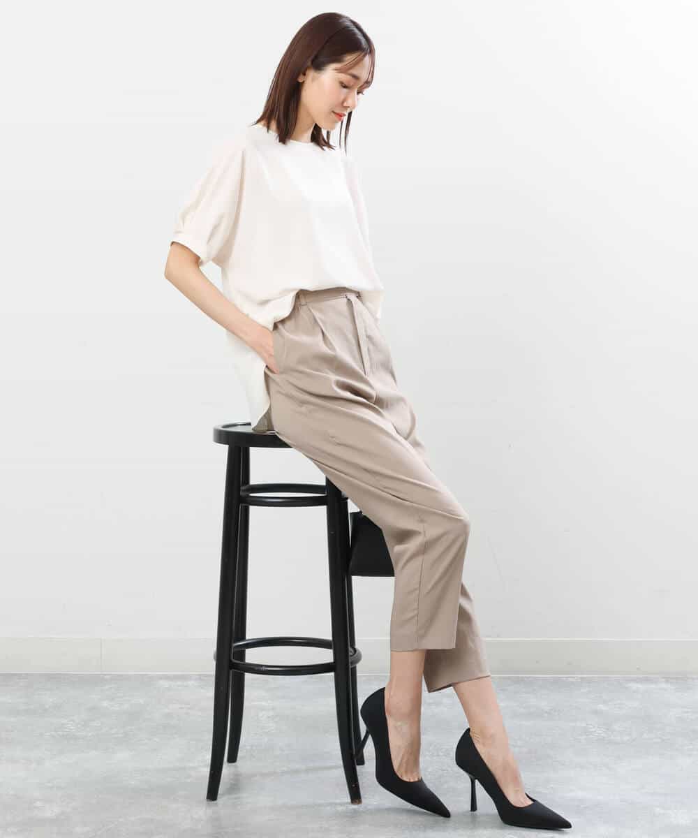 FOLGS53140 MK MICHEL KLEIN(MK ミッシェルクラン) ベルト付きテーパードパンツ/洗える ベージュ
