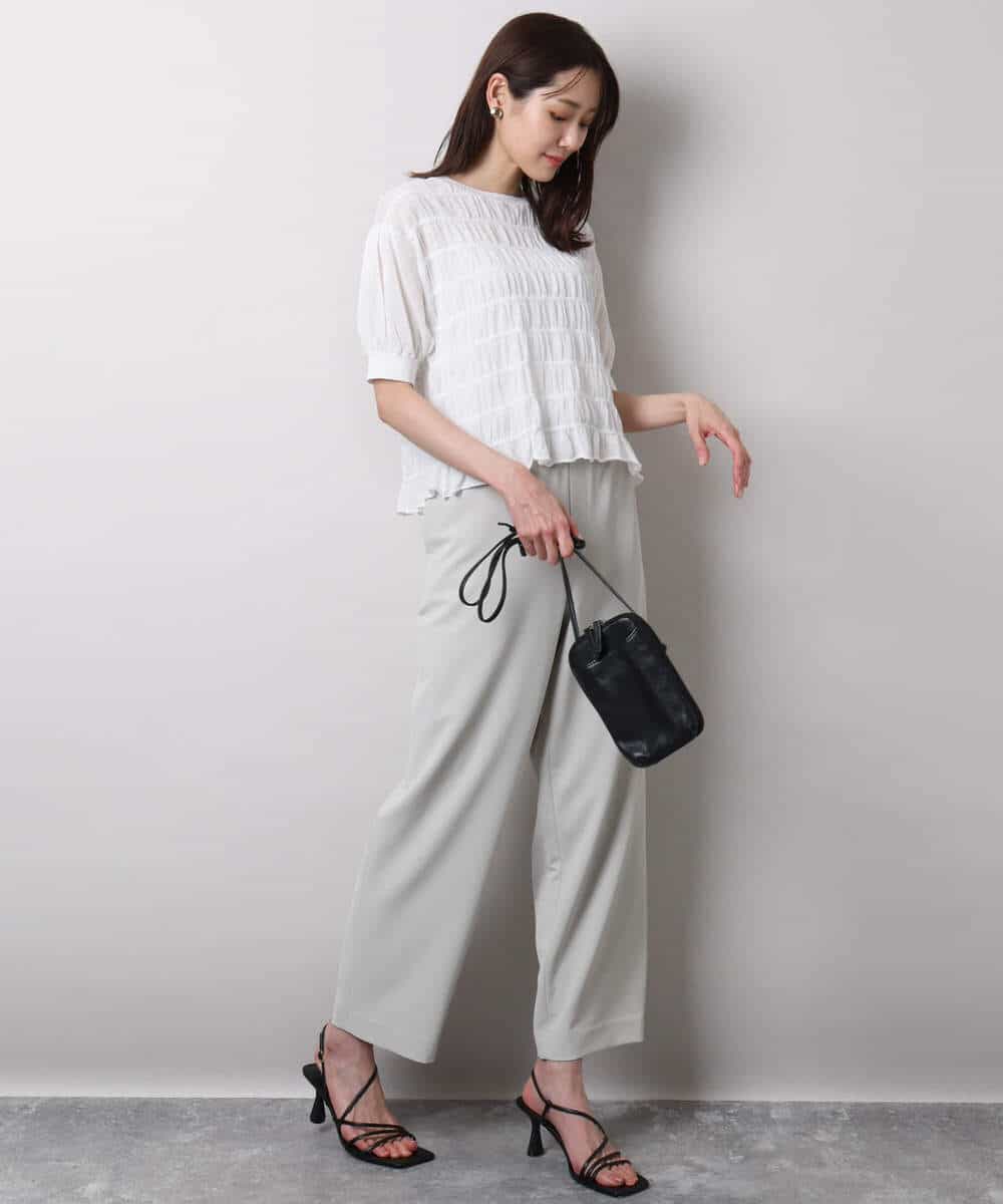 FOLHA65150 MK MICHEL KLEIN(MK ミッシェルクラン) リラックステーパードパンツ/接触冷感/洗える ベージュ