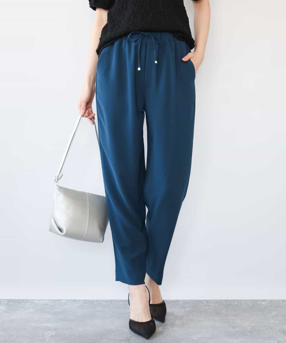 FOLHD66160 MK MICHEL KLEIN(MK ミッシェルクラン) [瞬美シリーズ/UVカット/接触冷感/速乾/洗える]梨地ジョーゼット テーパードパンツ モスグリーン