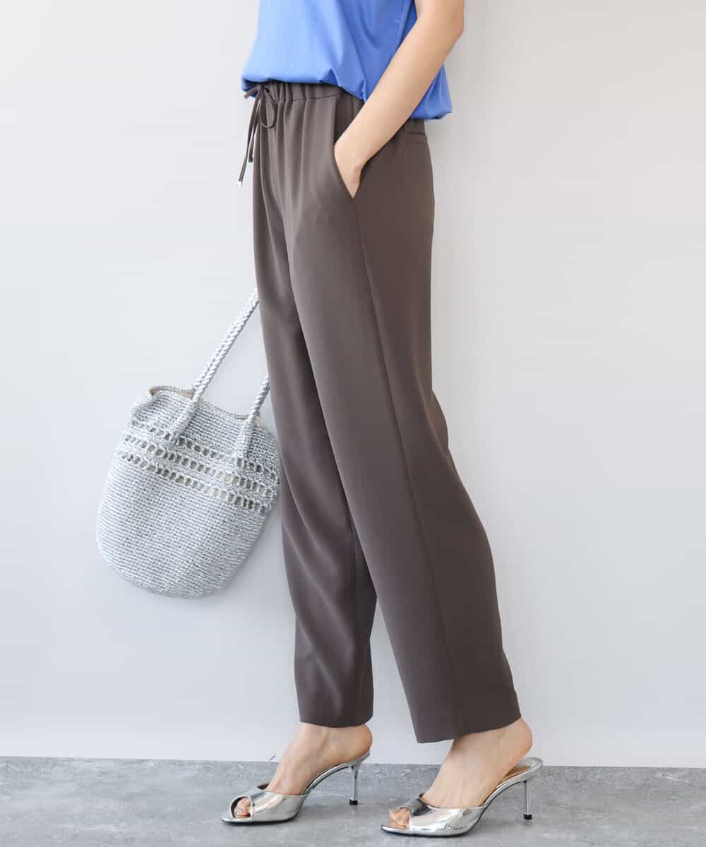 FOLHD66160 MK MICHEL KLEIN(MK ミッシェルクラン) [瞬美シリーズ/UVカット/接触冷感/速乾/洗える]梨地ジョーゼット テーパードパンツ ブラウン