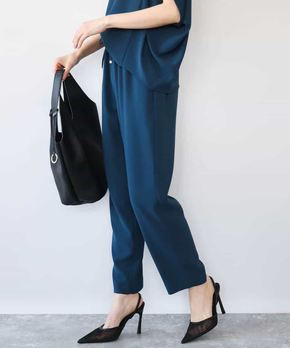 FOLHD66160 MK MICHEL KLEIN(MK ミッシェルクラン) [瞬美シリーズ/UVカット/接触冷感/速乾/洗える]梨地ジョーゼット テーパードパンツ ブラウン