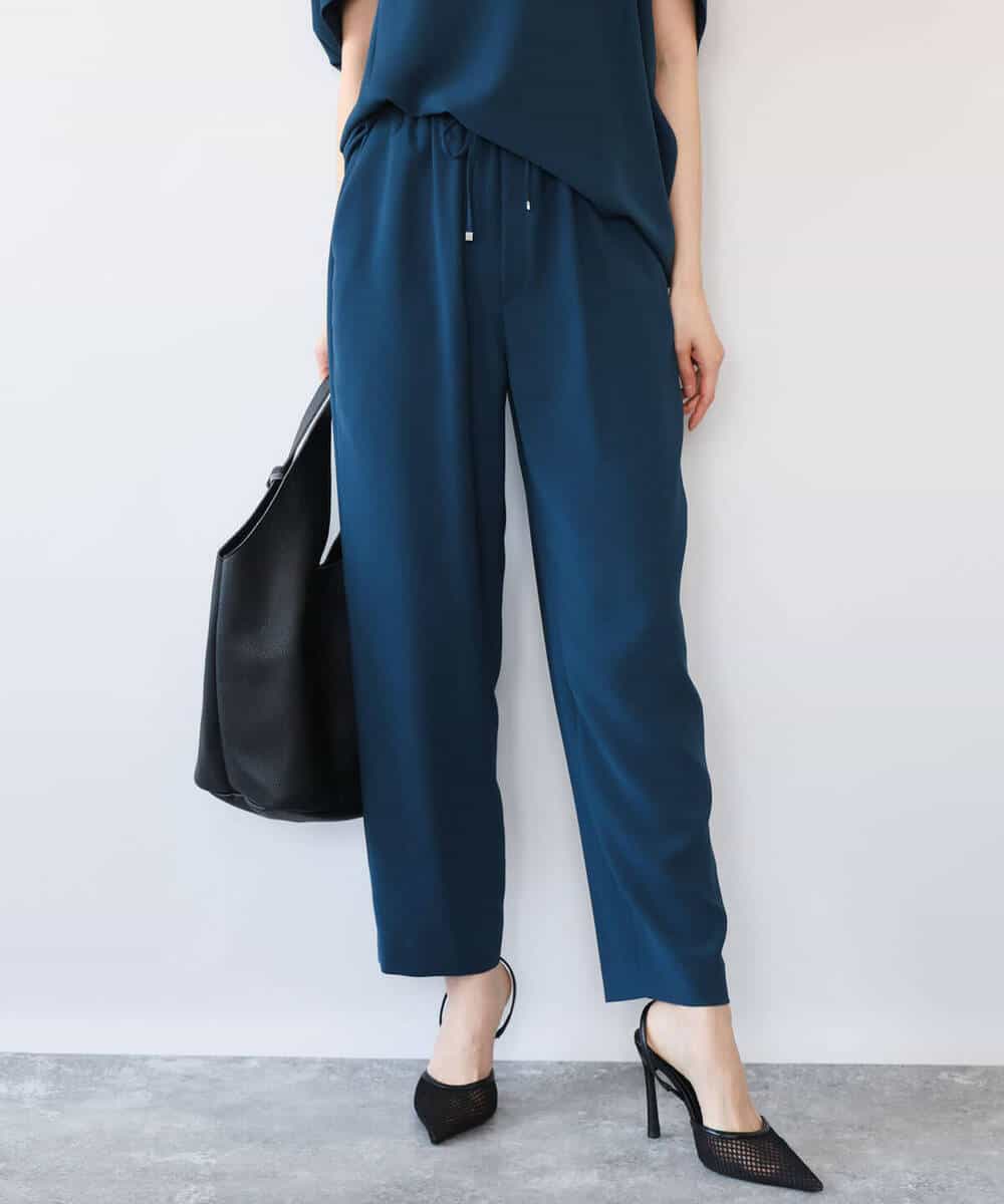 FOLHD66160 MK MICHEL KLEIN(MK ミッシェルクラン) [瞬美シリーズ/UVカット/接触冷感/速乾/洗える]梨地ジョーゼット テーパードパンツ ブラウン