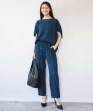 FOLHD66160 MK MICHEL KLEIN(MK ミッシェルクラン) [瞬美シリーズ/UVカット/接触冷感/速乾/洗える]梨地ジョーゼット テーパードパンツ ブラウン