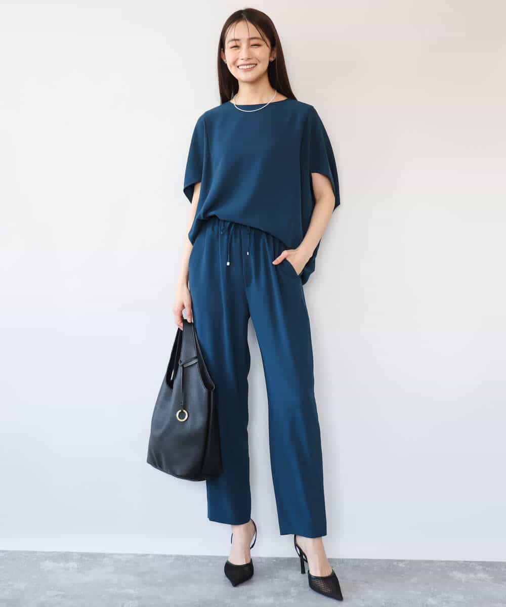 FOLHD66160 MK MICHEL KLEIN(MK ミッシェルクラン) [瞬美シリーズ/UVカット/接触冷感/速乾/洗える]梨地ジョーゼット テーパードパンツ ブラウン