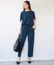 FOLHD66160 MK MICHEL KLEIN(MK ミッシェルクラン) [瞬美シリーズ/UVカット/接触冷感/速乾/洗える]梨地ジョーゼット テーパードパンツ ブラウン