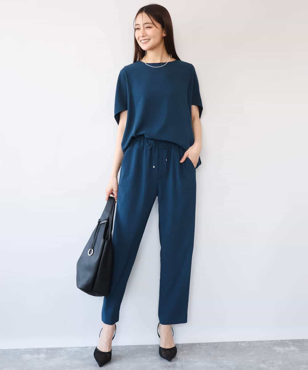 FOLHD66160 MK MICHEL KLEIN(MK ミッシェルクラン) [瞬美シリーズ/UVカット/接触冷感/速乾/洗える]梨地ジョーゼット テーパードパンツ ブラウン