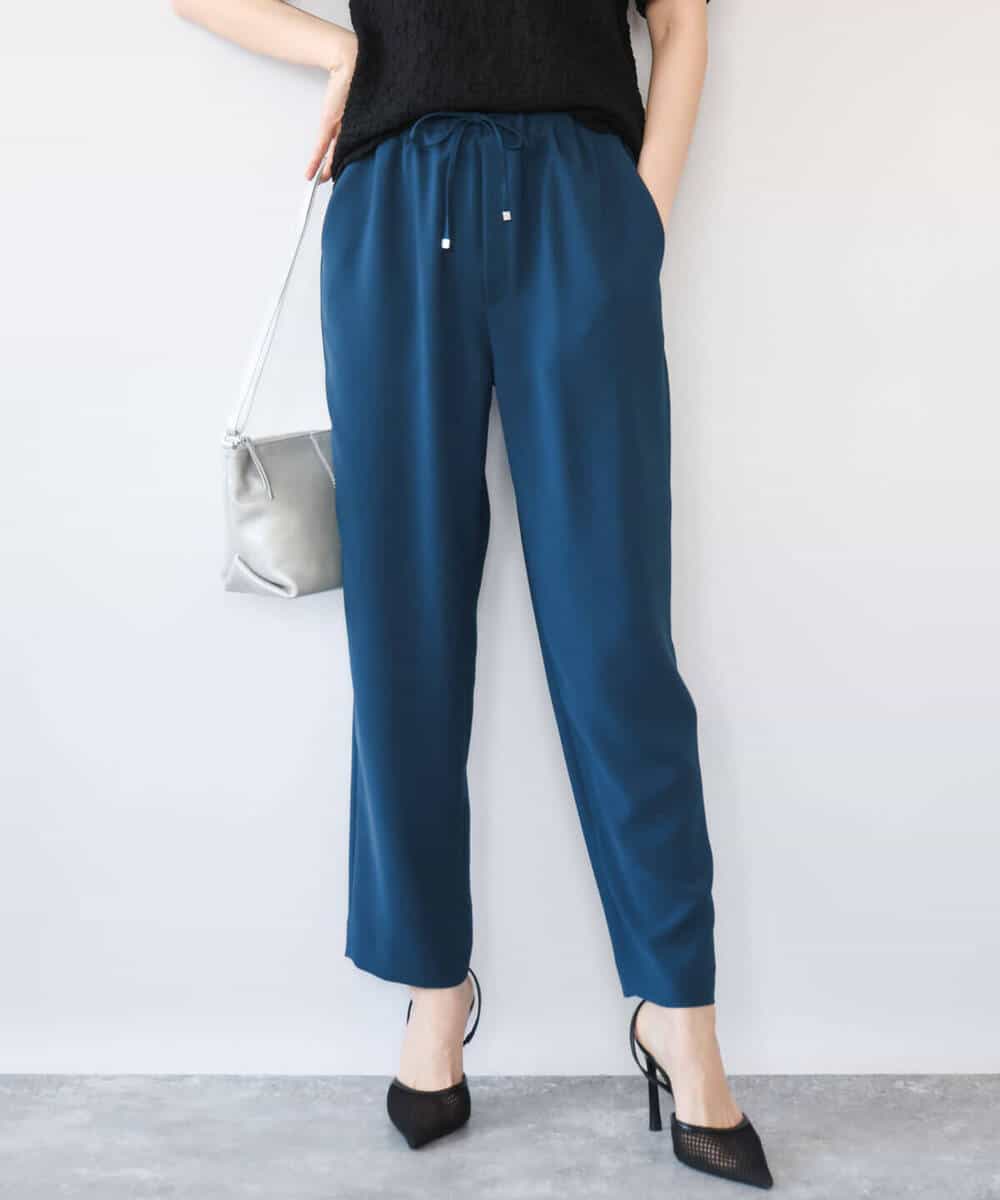 FOLHD66160 MK MICHEL KLEIN(MK ミッシェルクラン) [瞬美シリーズ/UVカット/接触冷感/速乾/洗える]梨地ジョーゼット テーパードパンツ ブラウン