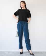 FOLHD66160 MK MICHEL KLEIN(MK ミッシェルクラン) [瞬美シリーズ/UVカット/接触冷感/速乾/洗える]梨地ジョーゼット テーパードパンツ ブラウン