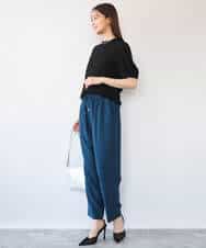 FOLHD66160 MK MICHEL KLEIN(MK ミッシェルクラン) [瞬美シリーズ/UVカット/接触冷感/速乾/洗える]梨地ジョーゼット テーパードパンツ ブラウン
