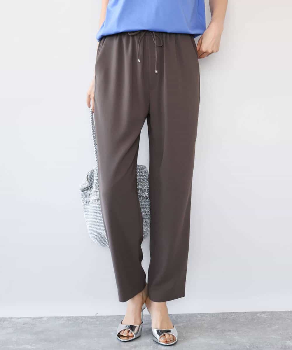FOLHD66160 MK MICHEL KLEIN(MK ミッシェルクラン) [瞬美シリーズ/UVカット/接触冷感/速乾/洗える]梨地ジョーゼット テーパードパンツ ブラウン
