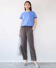FOLHD66160 MK MICHEL KLEIN(MK ミッシェルクラン) [瞬美シリーズ/UVカット/接触冷感/速乾/洗える]梨地ジョーゼット テーパードパンツ ブラウン
