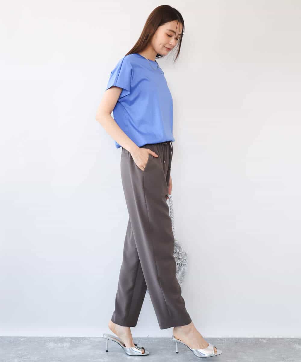 FOLHD66160 MK MICHEL KLEIN(MK ミッシェルクラン) [瞬美シリーズ/UVカット/接触冷感/速乾/洗える]梨地ジョーゼット テーパードパンツ ブラウン