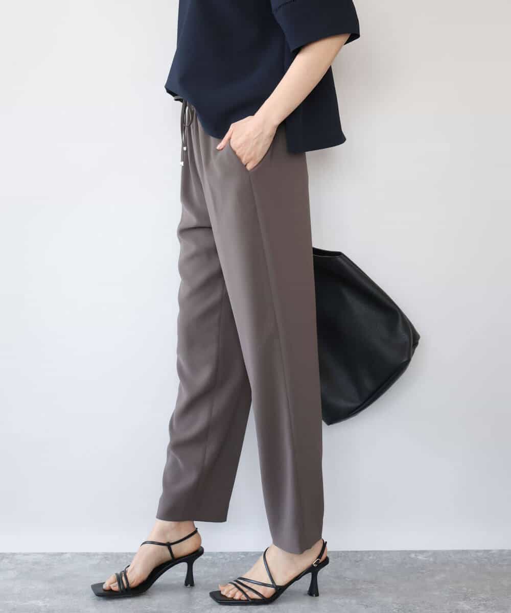 FOLHD66160 MK MICHEL KLEIN(MK ミッシェルクラン) [瞬美シリーズ/UVカット/接触冷感/速乾/洗える]梨地ジョーゼット テーパードパンツ ブラウン