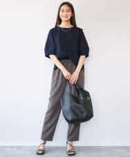 FOLHD66160 MK MICHEL KLEIN(MK ミッシェルクラン) [瞬美シリーズ/UVカット/接触冷感/速乾/洗える]梨地ジョーゼット テーパードパンツ ブラウン